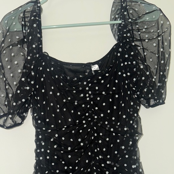 Elegant Black Polka Dot Dress - Picture 2 of 4